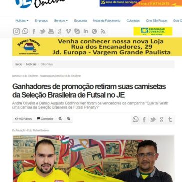 Ganhadores de promoção retiram suas camisetas da Seleção Brasileira de Futsal no JE – JE Online