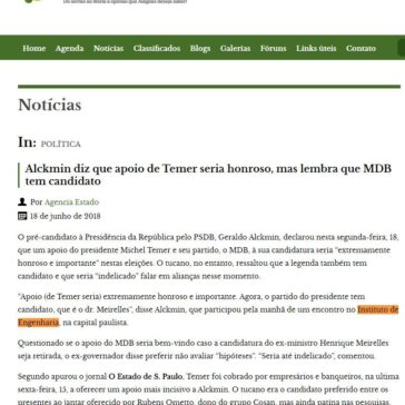 Alckmin diz que apoio de Temer seria honroso, mas lembra que MDB tem candidato – Tribuna do Sertão