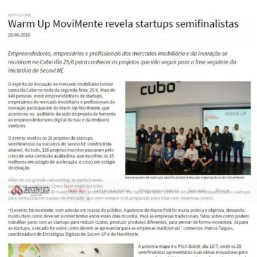 Warm Up MoviMente revela startups semifinalistas – Secovi SP
