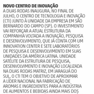 NOVO CENTRO DE INOVAÇÃO – A Notícia