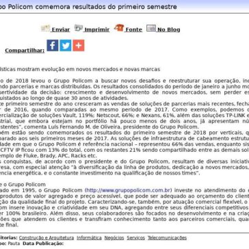 Grupo Policom comemora resultados do primeiro semestre – Difundir