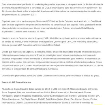 LIDE SC receberá vice-presidente da Sephora na América Latina – Sala de Notícias