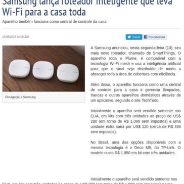 Samsung lança roteador inteligente que leva Wi-Fi para a casa toda – Folha do Estado da Bahia