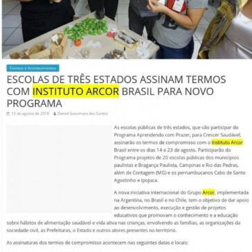 ESCOLAS DE TRÊS ESTADOS ASSINAM TERMOS COM INSTITUTO ARCOR BRASIL PARA NOVO PROGRAMA – Jornal Dia Dia
