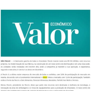 Peccin investe R$ 30 milhões em complexo industrial no Sul – Valor – Tesouro Invest – Tesouro Invest