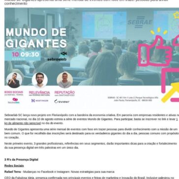 Sebraelab SC apresenta: Mundo de Gigantes – 3R’s da Presença Digital – Acontecendo Aqui