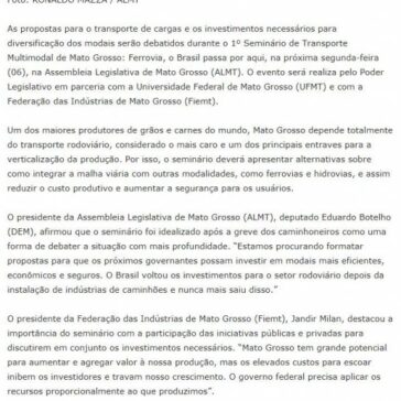 Assembleia realiza seminário para discutir diversificação de modais – Lapada Lapada – Portal Lapada Lapada