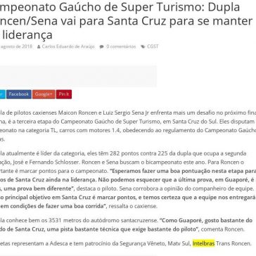 Campeonato Gaúcho de Super Turismo: Dupla Roncen/Sena vai para Santa Cruz para se manter na liderança – SpeedRacing.com.br