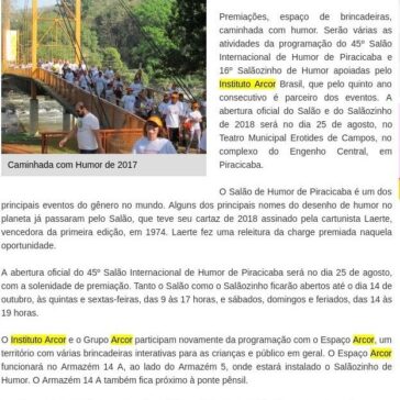 INSTITUTO ARCOR APOIA VÁRIAS ATIVIDADES DO SALÃO E SALÃOZINHO DE HUMOR DE PIRACICABA – Correio do Vale do Rio Grande