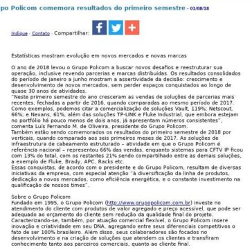 Grupo Policom comemora resultados do primeiro semestre – JorNow