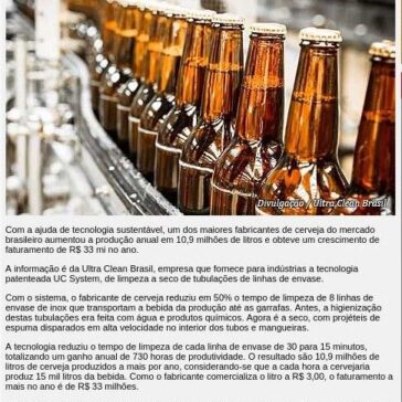Fábrica de cerveja fatura R$ 33 mi a mais por ano com auxílio de tecnologia sustentável – Portal Fator Brasil