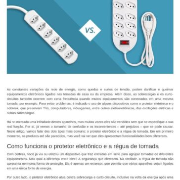 Veja o que difere a régua de tomada do protetor eletrônico – Eletricista Florianópolis