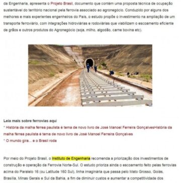 Ocupação sustentável da ferrovia associada ao agronegócio – Porto Gente