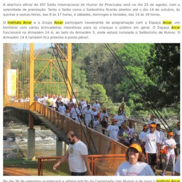 Instituto Arcor apoia várias atividades do Salão e Salãozinho de Humor de Piracicaba – ABIMAPI