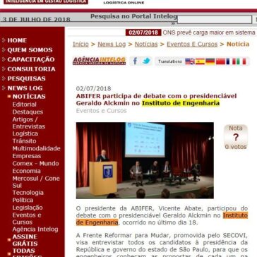 ABIFER participa de debate com o presidenciável Geraldo Alckmin no Instituto de Engenharia – Intelog