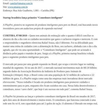 Startup brasileira lança primeiro “Comedouro inteligente” – Jornal Cidade Viva News