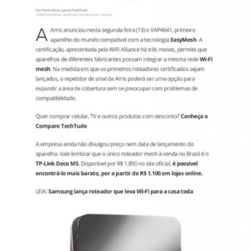 Arris VAP4641: repetidor Wi-Fi mesh é o primeiro com tecnologia EasyMesh – Tech tudo