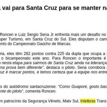 Dupla Roncen / Sena vai para Santa Cruz para se manter na liderança do CGST – Motor Online