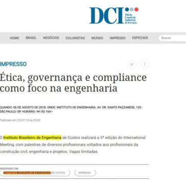 Ética, governança e compliance como foco na engenharia – DCI (On-line)