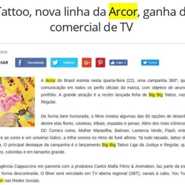 Big Big Tatuagem, nova linha da Arcor, ganha divertido comercial de TV – Revista Press & Advertising
