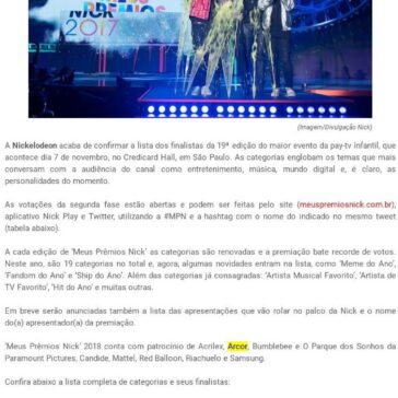 Nickelodeon revela os finalistas da 19° edição de ‘Meus Prêmios Nick’ – O Universo da TV