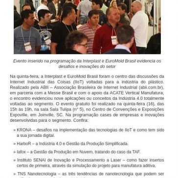 ABII debate aplicações de IIoT direcionadas para o segmento plástico durante Interplast 2018 – Blog do Plástico