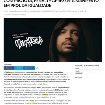 Com Projota, Penalty apresenta manifesto em prol da igualdade – Marketing Esportivo