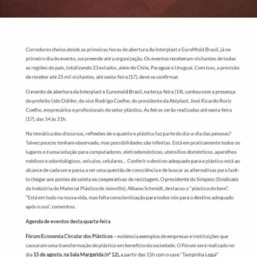 23 estados e três países estão entre os visitantes da Interplast e EuroMold no primeiro dia – Messe Brasil