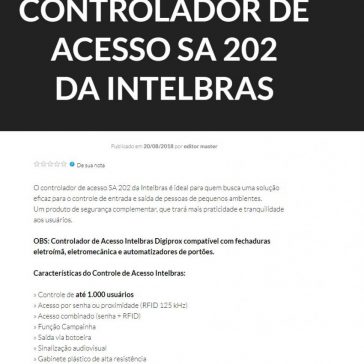 RFID – O controlador de acesso SA 202 da Intelbras – Acordo Coletivo