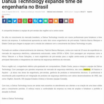 Dahua Technology expande time de engenharia no Brasil – SEGS