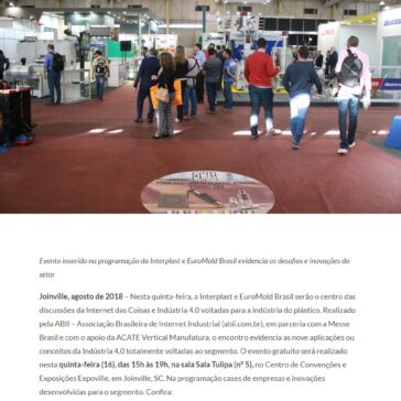 ABII debate aplicações de Internet das Coisas e Indústria 4.0 direcionadas para o segmento plástico, na Interplast – Messe Brasil