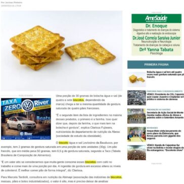 Bolacha água e sal tem até quatro vezes mais gordura saturada que pão francês – Diário do Sertão