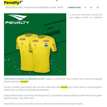 JE anuncia os vencedores da campanha “Que tal vestir uma camisa da Seleção Brasileira de Futsal Penalty?” – JE Online