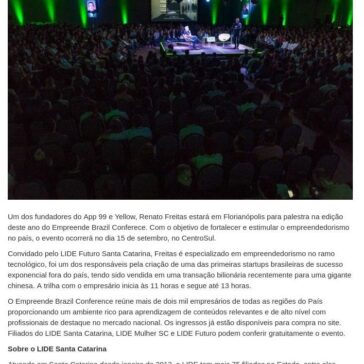 Renato Freitas é convidado do LIDE Futuro SC para palestra no Empreende Brazil – ESTRUTURA de Comunicação e Assessoria de Imprensa