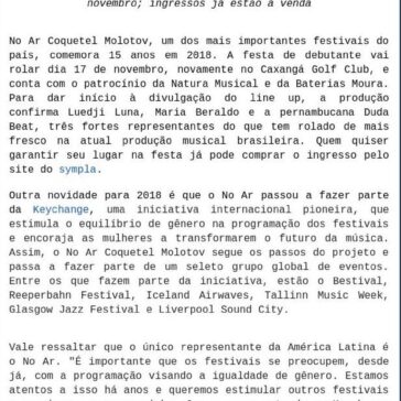 Luedji Luna, Maria Beraldo e Duda Beat são as primeiras artistas confirmadas na festa de 15 anos do Festival No Ar Coquetel Molotov – Agenda Cultural do Recife