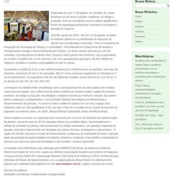INTERPLAST e EUROMOLD destacam tecnologias e soluções voltadas à indústria do plástico – Sindicato da Indústria de Material Plástico no Estado de Santa Catarina