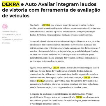 DEKRA e Auto Avaliar integram laudos de vistoria com ferramenta de avaliação de veículos – Canal Executivo Blog