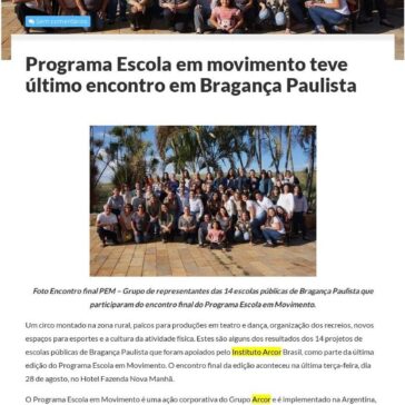 Programa Escola em movimento teve último encontro em Bragança Paulista Jornal de Socorro