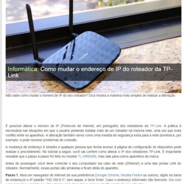 Como mudar o endereço de IP do roteador da TP-Link – Guia do CFTV