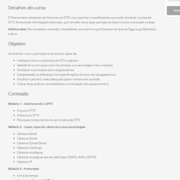 Treinamento técnico de Iniciantes em CFTV – Sympla