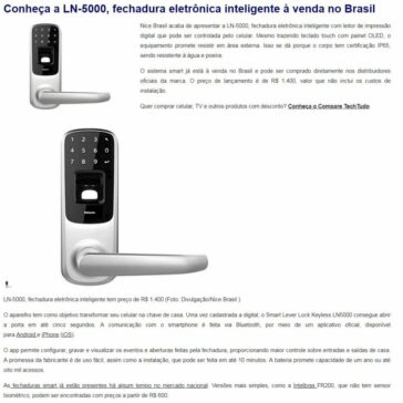 Conheça a LN-5000, fechadura eletrônica inteligente à venda no Brasil – Centro-Oeste Popular