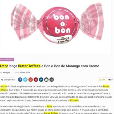 Arcor lança Butter Toffees e Bon o Bon de Morango com Creme – Newtrade