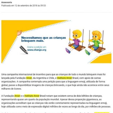 Fundação e instituto Arcor lançam campanha de incentivo ao brincar na infância – Tudo Rondônia