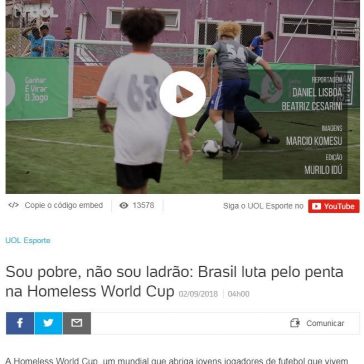Sou pobre, não sou ladrão: Brasil luta pelo penta na Homeless World Cup – UOL