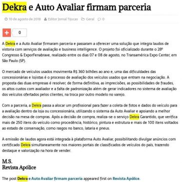 Dekra e Auto Avaliar firmam parceria – Jornal Tijucas