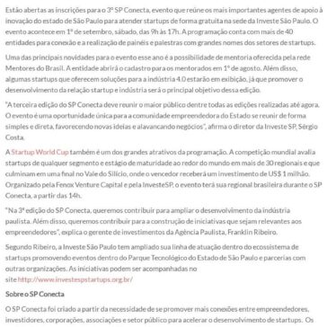 3° SP Conecta reúne ecossistema de startups de todo o Estado em evento gratuito no dia 1° de setembro – Cantarino Brasileiro