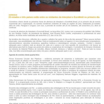 3 estados e três países estão entre os visitantes da Interplast e EuroMold no primeiro dia – Feiras do Brasil
