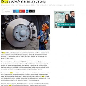 Dekra e Auto Avaliar firmam parceria – Revista Apólice