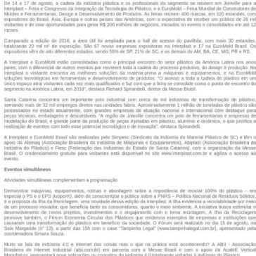 Interplast e EuroMold reúnem toda a cadeia de fornecedores com as melhores tecnologias e inovações para a indústria do plástico – Feiras do Brasil