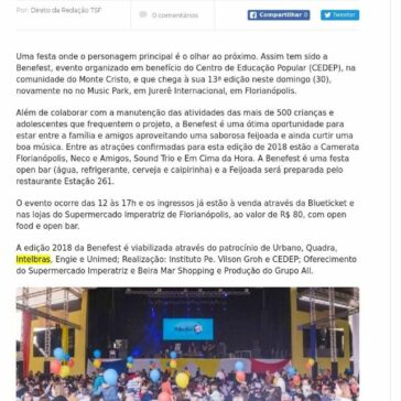 Dia de fazer o bem: Benefest 2018 será neste domingo (30) – Tudo Sobre Floripa